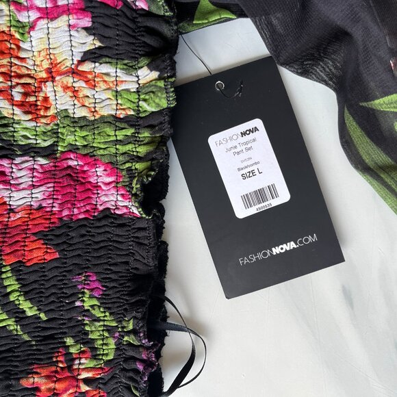Fashion Nova Junie Tropical Set Top Size L NWT - Picture 7 of 10